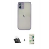 MARSİLYAN™- iPhone 11 Pro Max Kılıf Ahenk Çizgi Serisi - Siyah 20D Premium Cam Ekran Koruyucu + Kamera Lens Koruma Cam - SF