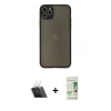 MARSİLYAN™- iPhone 11 Pro Max Kılıf Ahenk Çizgi Serisi - Siyah 20D Premium Cam Ekran Koruyucu + Kamera Lens Koruma Cam - SF