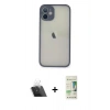 MARSİLYAN™- iPhone 11 Pro Max Kılıf Ahenk Çizgi Serisi - Siyah 20D Premium Cam Ekran Koruyucu + Kamera Lens Koruma Cam - SF