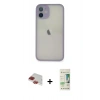MARSİLYAN™- iPhone 11 Pro Max Kılıf Ahenk Çizgi Serisi - Siyah 20D Premium Cam Ekran Koruyucu + Pers Alüminyum Kamera Lens - KI