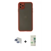 MARSİLYAN™- iPhone 11 Pro Max Kılıf Ahenk Çizgi Serisi - Siyah 20D Premium Cam Ekran Koruyucu + Pers Alüminyum Kamera Lens - LT