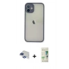 MARSİLYAN™- iPhone 11 Pro Max Kılıf Ahenk Çizgi Serisi - Siyah 20D Premium Cam Ekran Koruyucu + Pers Alüminyum Kamera Lens - LT