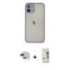 MARSİLYAN™- iPhone 11 Pro Max Kılıf Ahenk Çizgi Serisi - Siyah 20D Premium Cam Ekran Koruyucu + Pers Alüminyum Kamera Lens - LT