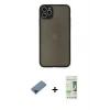 MARSİLYAN™- iPhone 11 Pro Max Kılıf Ahenk Çizgi Serisi - Siyah 20D Premium Cam Ekran Koruyucu + Metal Kamera Lens Koruma Cam - MI