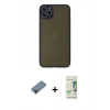 MARSİLYAN™- iPhone 11 Pro Max Kılıf Ahenk Çizgi Serisi - Siyah 20D Premium Cam Ekran Koruyucu + Metal Kamera Lens Koruma Cam - SH