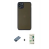 MARSİLYAN™- iPhone 11 Pro Max Kılıf Ahenk Çizgi Serisi - Siyah 20D Premium Cam Ekran Koruyucu + Metal Kamera Lens Koruma Cam - MI