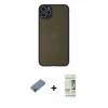 MARSİLYAN™- iPhone 11 Pro Max Kılıf Ahenk Çizgi Serisi - Siyah 20D Premium Cam Ekran Koruyucu + Metal Kamera Lens Koruma Cam - MR