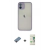 MARSİLYAN™- iPhone 11 Pro Max Kılıf Ahenk Çizgi Serisi - Siyah 20D Premium Cam Ekran Koruyucu + Shine Kamera Lens Koruma Cam - PE
