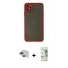 MARSİLYAN™- iPhone 11 Pro Max Kılıf Ahenk Çizgi Serisi - Siyah 20D Premium Cam Ekran Koruyucu + Pers Alüminyum Kamera Lens - YL