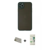MARSİLYAN™- iPhone 11 Pro Max Kılıf Ahenk Çizgi Serisi - Siyah 20D Premium Cam Ekran Koruyucu + Rainbow Kamera Lens Koruma Cam - GD