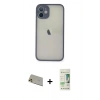 MARSİLYAN™- iPhone 11 Pro Max Kılıf Ahenk Çizgi Serisi - Siyah 20D Premium Cam Ekran Koruyucu + Rainbow Kamera Lens Koruma Cam - GD