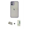 MARSİLYAN™- iPhone 11 Pro Max Kılıf Ahenk Çizgi Serisi - Siyah 20D Premium Cam Ekran Koruyucu + Rainbow Kamera Lens Koruma Cam - GD