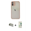 MARSİLYAN™- iPhone 11 Pro Max Kılıf Ahenk Çizgi Serisi - Siyah 20D Premium Cam Ekran Koruyucu + Rainbow Kamera Lens Koruma Cam - YL