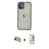 MARSİLYAN™- iPhone 11 Pro Max Kılıf Ahenk Çizgi Serisi - Siyah 20D Premium Cam Ekran Koruyucu + Rainbow Kamera Lens Koruma Cam - YL