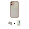 MARSİLYAN™- iPhone 11 Pro Max Kılıf Ahenk Çizgi Serisi - Siyah 20D Premium Cam Ekran Koruyucu + Rainbow Kamera Lens Koruma Cam - GD