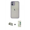 MARSİLYAN™- iPhone 11 Pro Max Kılıf Ahenk Çizgi Serisi - Siyah 20D Premium Cam Ekran Koruyucu + Rainbow Kamera Lens Koruma Cam - YL