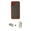 MARSİLYAN™- iPhone 11 Pro Max Kılıf Ahenk Çizgi Serisi - Siyah 20D Premium Cam Ekran Koruyucu + Rainbow Kamera Lens Koruma Cam - GD
