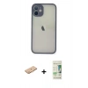 MARSİLYAN™- iPhone 11 Pro Max Kılıf Ahenk Çizgi Serisi - Siyah 20D Premium Cam Ekran Koruyucu + Renkli Kamera Lens Koruma Cam - TU