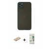 MARSİLYAN™- iPhone 11 Pro Max Kılıf Ahenk Çizgi Serisi - Siyah 20D Premium Cam Ekran Koruyucu + Renkli Kamera Lens Koruma Cam - TU