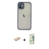 MARSİLYAN™- iPhone 11 Pro Max Kılıf Ahenk Çizgi Serisi - Siyah 20D Premium Cam Ekran Koruyucu + Renkli Kamera Lens Koruma Cam - MI