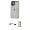 MARSİLYAN™- iPhone 11 Pro Max Kılıf Ahenk Çizgi Serisi - Siyah 20D Premium Cam Ekran Koruyucu + Renkli Kamera Lens Koruma Cam - SI