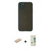 MARSİLYAN™- iPhone 11 Pro Max Kılıf Ahenk Çizgi Serisi - Siyah 20D Premium Cam Ekran Koruyucu + Renkli Kamera Lens Koruma Cam - SI