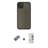 MARSİLYAN™- iPhone 11 Pro Max Kılıf Ahenk Çizgi Serisi - Siyah 20D Premium Cam Ekran Koruyucu + Shine Kamera Lens Koruma Cam - GD