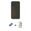 MARSİLYAN™- iPhone 11 Pro Max Kılıf Ahenk Çizgi Serisi - Siyah 20D Premium Cam Ekran Koruyucu + Shine Kamera Lens Koruma Cam - MI