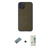 MARSİLYAN™- iPhone 11 Pro Max Kılıf Ahenk Çizgi Serisi - Siyah 20D Premium Cam Ekran Koruyucu + Shine Kamera Lens Koruma Cam - GI