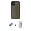 MARSİLYAN™- iPhone 11 Pro Max Kılıf Ahenk Çizgi Serisi - Siyah 20D Premium Cam Ekran Koruyucu + Shine Kamera Lens Koruma Cam - SH