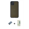 MARSİLYAN™- iPhone 11 Pro Max Kılıf Ahenk Çizgi Serisi - Siyah 20D Premium Cam Ekran Koruyucu + Shine Kamera Lens Koruma Cam - SH