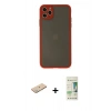 MARSİLYAN™- iPhone 11 Pro Max Kılıf Ahenk Çizgi Serisi - Siyah 20D Premium Cam Ekran Koruyucu + Renkli Kamera Lens Koruma Cam - YL