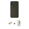 MARSİLYAN™- iPhone 11 Pro Max Kılıf Ahenk Çizgi Serisi - Siyah 20D Premium Cam Ekran Koruyucu + Renkli Kamera Lens Koruma Cam - YL