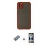 MARSİLYAN™- iPhone 11 Pro Max Kılıf Ahenk Çizgi Serisi - Siyah 34D Hayalet Izgaralı Cam + Shine Kamera Lens Koruma Cam - GS