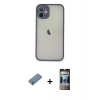 MARSİLYAN™- iPhone 11 Pro Max Kılıf Ahenk Çizgi Serisi - Siyah 34D Hayalet Izgaralı Cam + Shine Kamera Lens Koruma Cam - GS