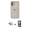 MARSİLYAN™- iPhone 11 Pro Max Kılıf Ahenk Çizgi Serisi - Siyah 34D Hayalet Izgaralı Cam + Pers Alüminyum Kamera Lens - KI