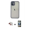 MARSİLYAN™- iPhone 11 Pro Max Kılıf Ahenk Çizgi Serisi - Siyah 34D Hayalet Izgaralı Cam + Pers Alüminyum Kamera Lens - KI