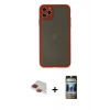 MARSİLYAN™- iPhone 11 Pro Max Kılıf Ahenk Çizgi Serisi - Siyah 34D Hayalet Izgaralı Cam + Pers Alüminyum Kamera Lens - KI