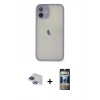MARSİLYAN™- iPhone 11 Pro Max Kılıf Ahenk Çizgi Serisi - Siyah 34D Hayalet Izgaralı Cam + Pers Alüminyum Kamera Lens - LT
