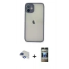 MARSİLYAN™- iPhone 11 Pro Max Kılıf Ahenk Çizgi Serisi - Siyah 34D Hayalet Izgaralı Cam + Pers Alüminyum Kamera Lens - LT
