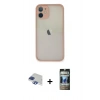 MARSİLYAN™- iPhone 11 Pro Max Kılıf Ahenk Çizgi Serisi - Siyah 34D Hayalet Izgaralı Cam + Pers Alüminyum Kamera Lens - LT