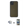 MARSİLYAN™- iPhone 11 Pro Max Kılıf Ahenk Çizgi Serisi - Siyah 34D Hayalet Izgaralı Cam + Pers Alüminyum Kamera Lens - LT