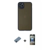 MARSİLYAN™- iPhone 11 Pro Max Kılıf Ahenk Çizgi Serisi - Siyah 34D Hayalet Izgaralı Cam + Metal Kamera Lens Koruma Cam - MI