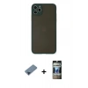 MARSİLYAN™- iPhone 11 Pro Max Kılıf Ahenk Çizgi Serisi - Siyah 34D Hayalet Izgaralı Cam + Metal Kamera Lens Koruma Cam - MI