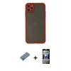 MARSİLYAN™- iPhone 11 Pro Max Kılıf Ahenk Çizgi Serisi - Siyah 34D Hayalet Izgaralı Cam + Metal Kamera Lens Koruma Cam - GS