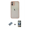 MARSİLYAN™- iPhone 11 Pro Max Kılıf Ahenk Çizgi Serisi - Siyah 34D Hayalet Izgaralı Cam + Metal Kamera Lens Koruma Cam - MR