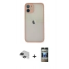 MARSİLYAN™- iPhone 11 Pro Max Kılıf Ahenk Çizgi Serisi - Siyah 34D Hayalet Izgaralı Cam + Pers Alüminyum Kamera Lens - SH