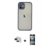 MARSİLYAN™- iPhone 11 Pro Max Kılıf Ahenk Çizgi Serisi - Siyah 34D Hayalet Izgaralı Cam + Pers Alüminyum Kamera Lens - SH