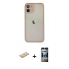 MARSİLYAN™- iPhone 11 Pro Max Kılıf Ahenk Çizgi Serisi - Siyah 34D Hayalet Izgaralı Cam + Renkli Kamera Lens Koruma Cam - SI
