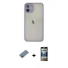 MARSİLYAN™- iPhone 11 Pro Max Kılıf Ahenk Çizgi Serisi - Siyah 34D Hayalet Izgaralı Cam + Shine Kamera Lens Koruma Cam - GD